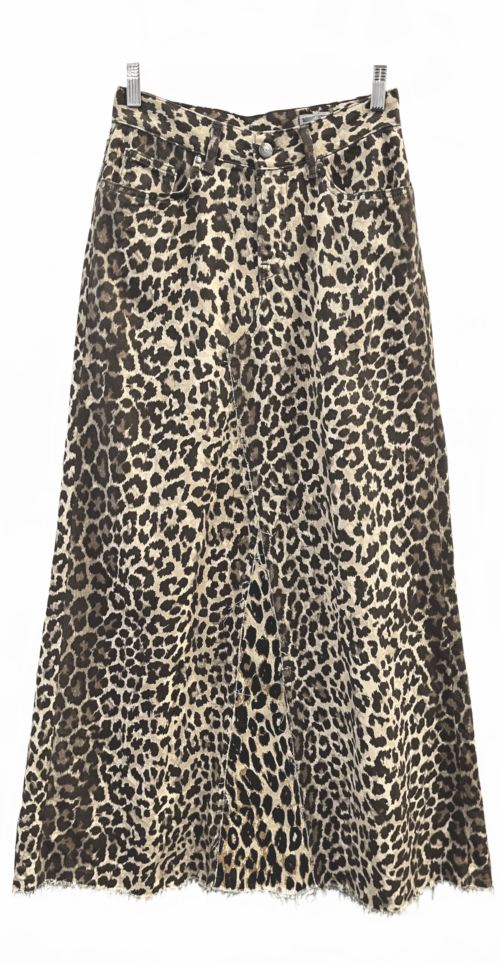 DENIM LEOPARD SKIRT