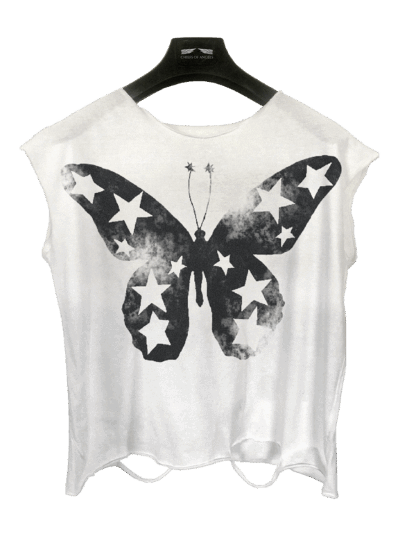 WHITE STAR BUTTERFLY MUSCLE TANK