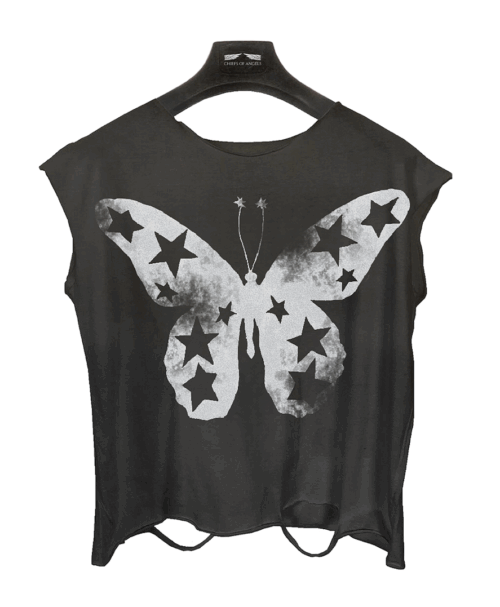 BLACK STAR BUTTERFLY MUSCLE TANK