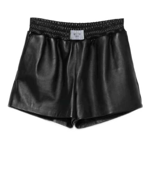 Patch Label Leather Shorts