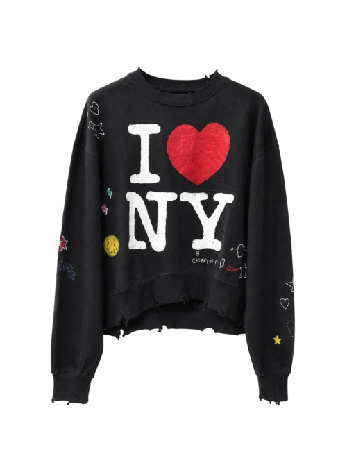 LOVE NY & COA HAND STITCHED DOODLE SWEATER