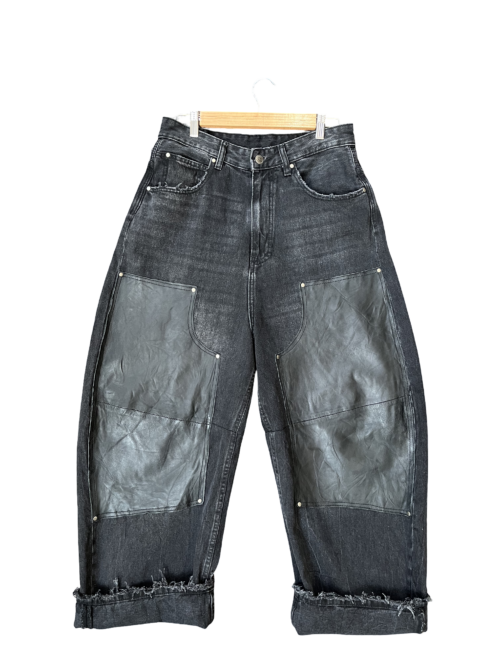 BAGGY LEATHER-DENIM JEANS