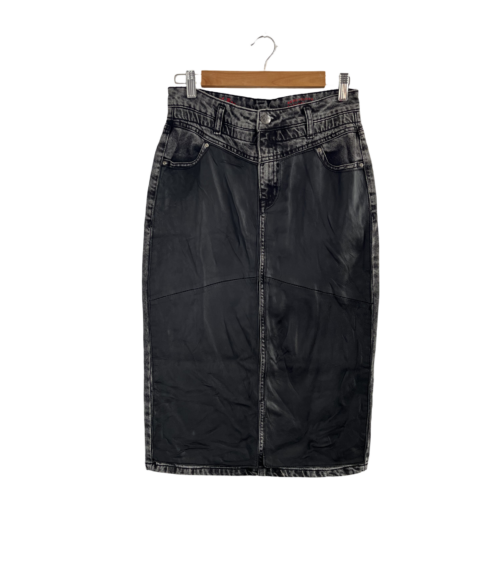 LEATHER-DENIM SKIRT