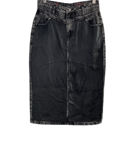 LEATHER-DENIM SKIRT