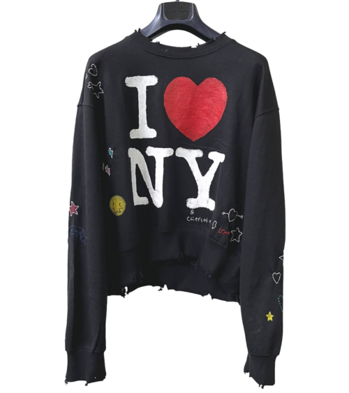 LOVE NY & COA HAND STITCHED DOODLE SWEATER