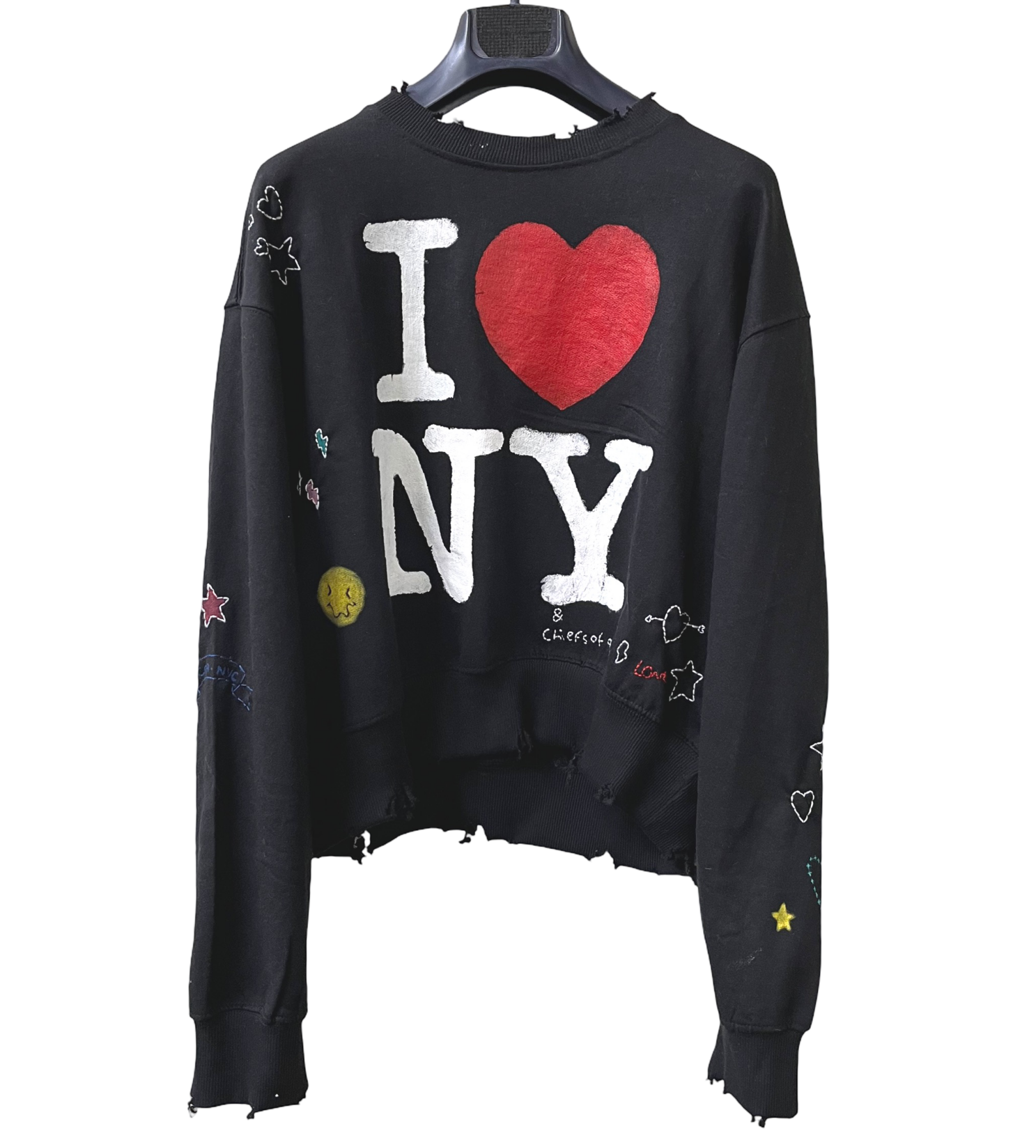 LOVE NY & COA HAND STITCHED DOODLE SWEATER
