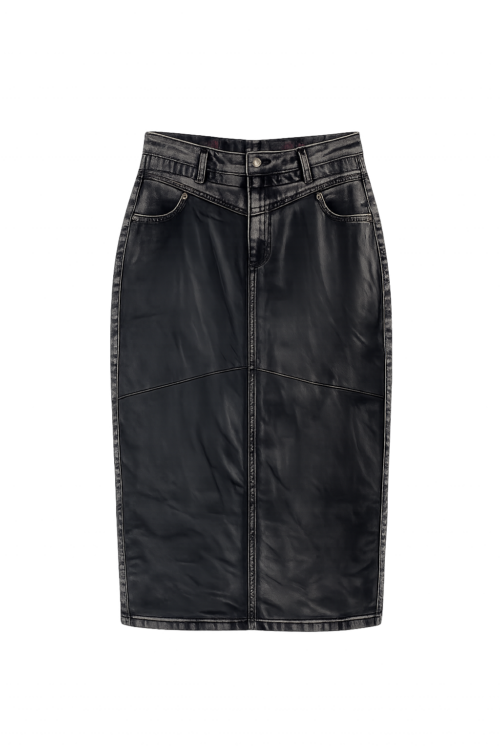 LEATHER-DENIM SKIRT