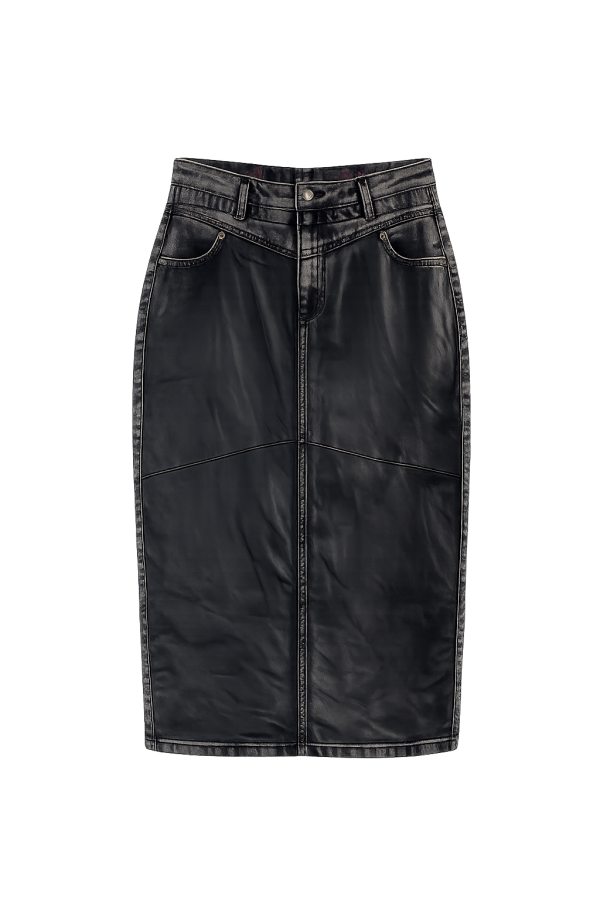 LEATHER-DENIM SKIRT