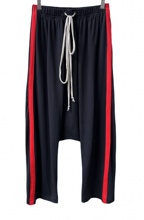 RED STRIPED DROP CROTCH PANTS
