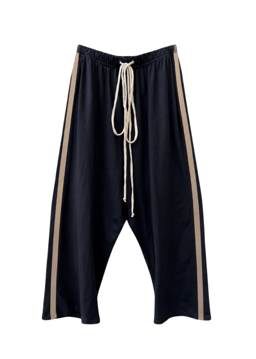 BEIGE SIDE STRIPE DROP PANTS
