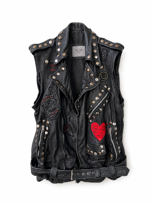 OUTLAW SLEEVELESS LEATHER JACKET